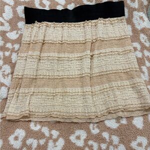 Free People Cream and Black Textured Mini Skirt